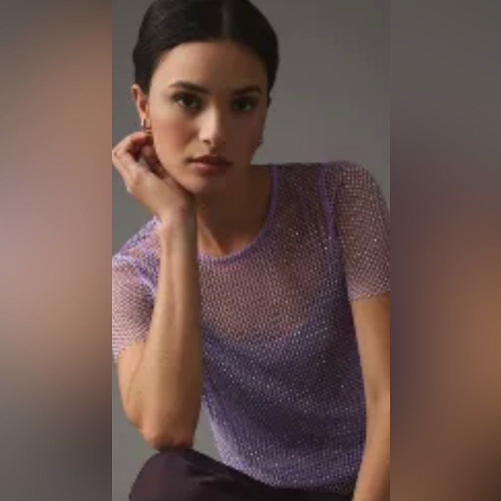 Anthropologie Rhinestone mesh top